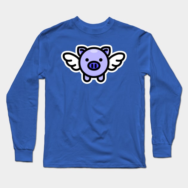 When Pigs Fly: Blue Long Sleeve T-Shirt by Red Wolf